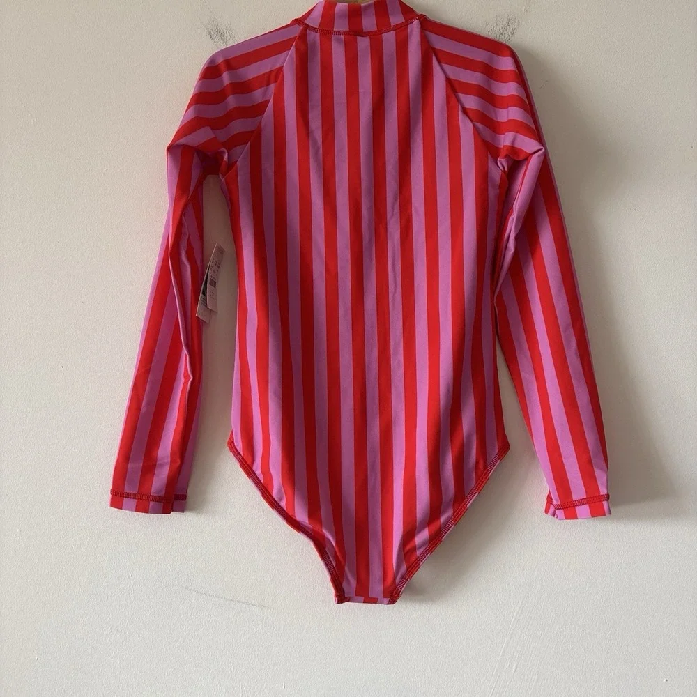 J Crew Crewcuts Girls Zip-Up Rash Guard UPF 50+ Swimsuits Size 8~LOT OF 2~ NWT